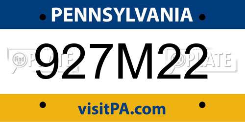 927M22 Pennsylvania License Plate