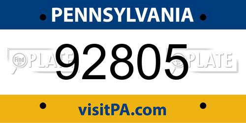 92805 Pennsylvania License Plate