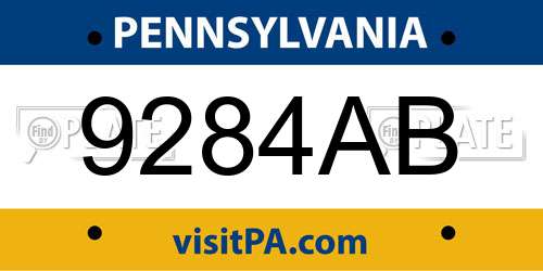 9284AB Pennsylvania License Plate