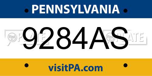 9284AS Pennsylvania License Plate