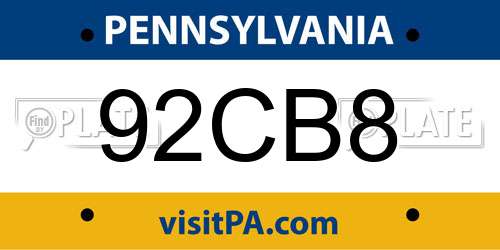 92CB8 Pennsylvania License Plate