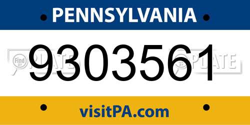 9303561 Pennsylvania License Plate