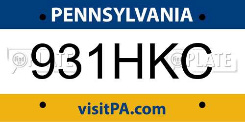 931HKC Pennsylvania License Plate