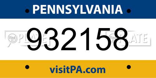 932158 Pennsylvania License Plate