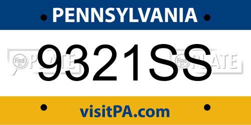 9321SS Pennsylvania License Plate