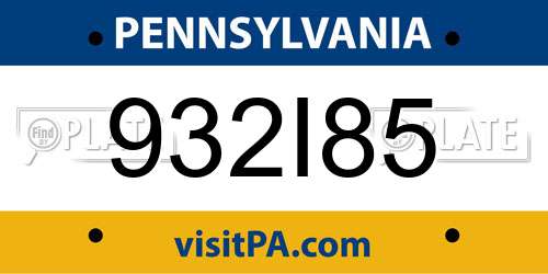 932I85 Pennsylvania License Plate