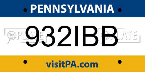 932IBB Pennsylvania License Plate