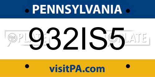 932IS5 Pennsylvania License Plate