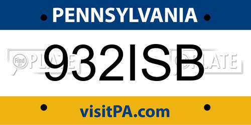 932ISB Pennsylvania License Plate