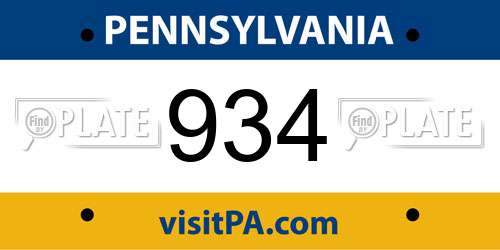 934 Pennsylvania License Plate