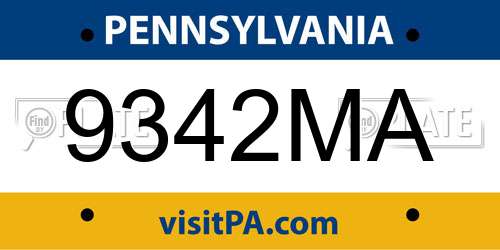 9342MA Pennsylvania License Plate