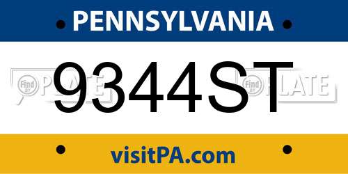 9344ST Pennsylvania License Plate