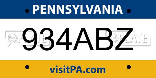 934ABZ Pennsylvania License Plate