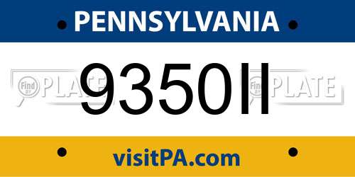 9350II Pennsylvania License Plate