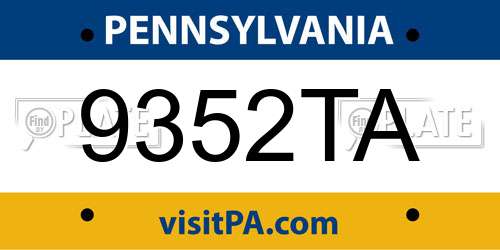 9352TA Pennsylvania License Plate