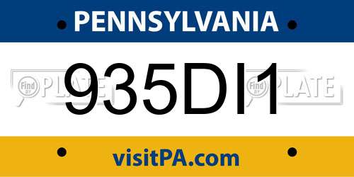 935DI1 Pennsylvania License Plate