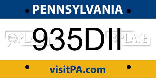 935DII Pennsylvania License Plate
