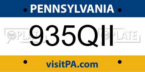 935QII Pennsylvania License Plate