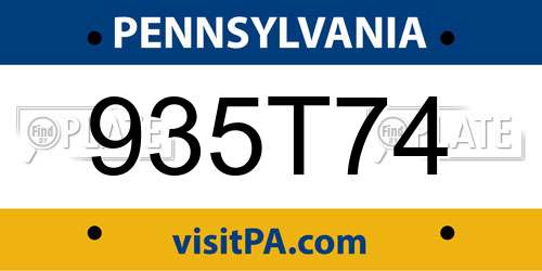 935T74 Pennsylvania License Plate