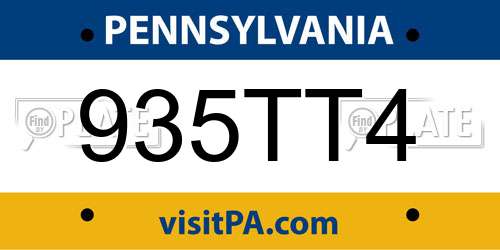 935TT4 Pennsylvania License Plate