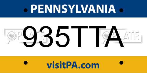 935TTA Pennsylvania License Plate