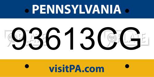 93613CG Pennsylvania License Plate