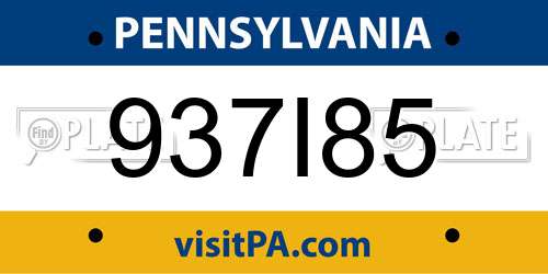 937I85 Pennsylvania License Plate