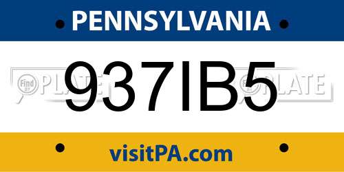 937IB5 Pennsylvania License Plate