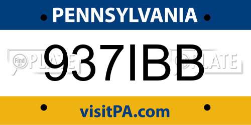 937IBB Pennsylvania License Plate