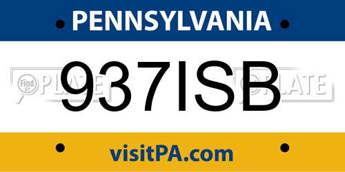 937ISB Pennsylvania License Plate