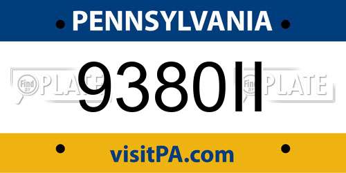 9380II Pennsylvania License Plate