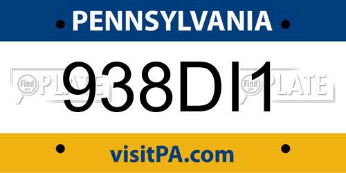 938DI1 Pennsylvania License Plate