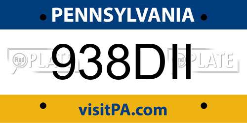 938DII Pennsylvania License Plate