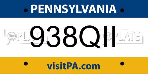 938QII Pennsylvania License Plate