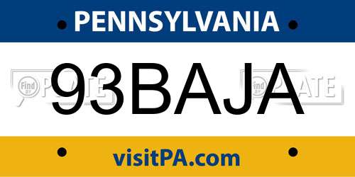 93BAJA Pennsylvania License Plate