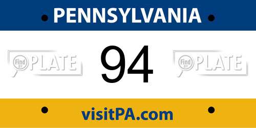 94 Pennsylvania License Plate