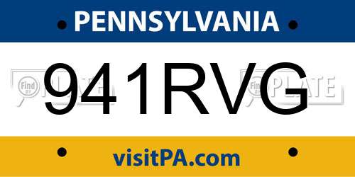 941RVG Pennsylvania License Plate