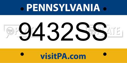 9432SS Pennsylvania License Plate