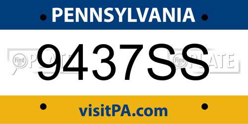 9437SS Pennsylvania License Plate