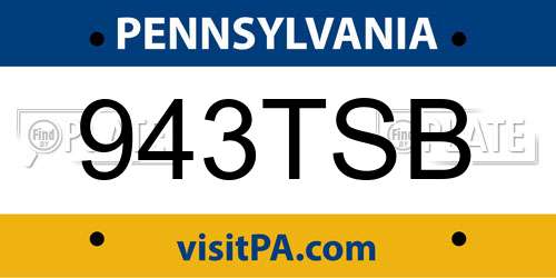 943TSB Pennsylvania License Plate
