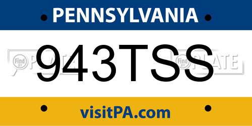 943TSS Pennsylvania License Plate