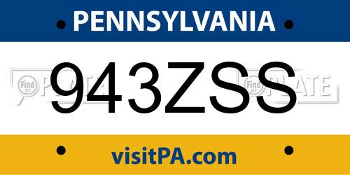 943ZSS Pennsylvania License Plate