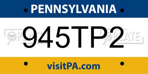 945TP2 Pennsylvania License Plate