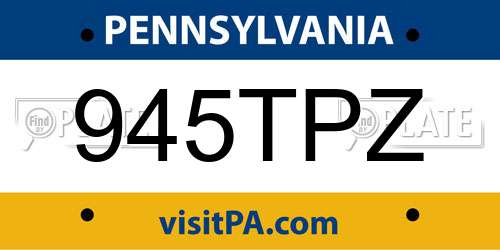 945TPZ Pennsylvania License Plate