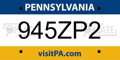 945ZP2 Pennsylvania License Plate