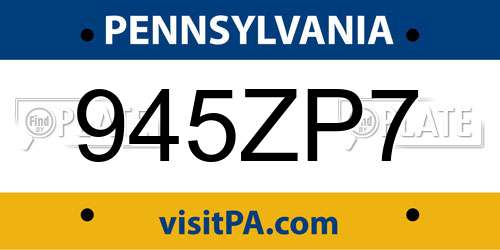 945ZP7 Pennsylvania License Plate