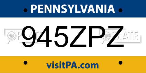 945ZPZ Pennsylvania License Plate