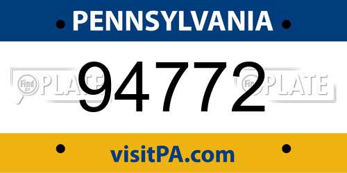 94772 Pennsylvania License Plate