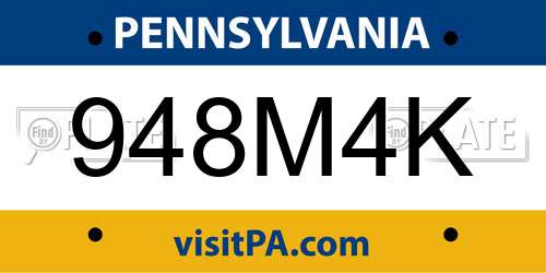 948M4K Pennsylvania License Plate
