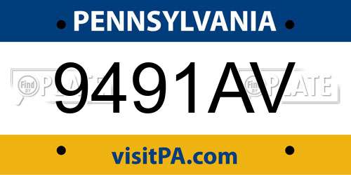 9491AV Pennsylvania License Plate
